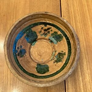 Sourced in France Rustic Brown and Green pottery bowl